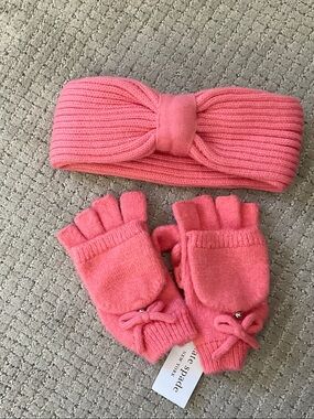 Kate Spade Pop Top Gloves and Headband in Chilled Apricot Modern Preppy Feminine